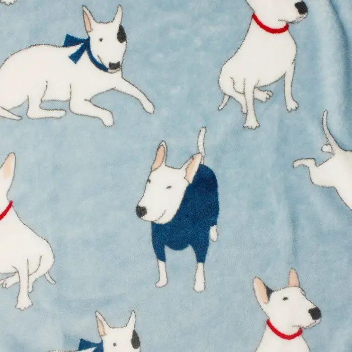 A fleece blanket with Bull Terrier pattern