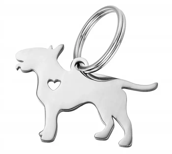 A stainless steel bull terrier shaped pendant