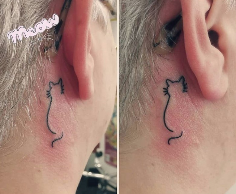 15 Best Cat Tattoos Behind Ear