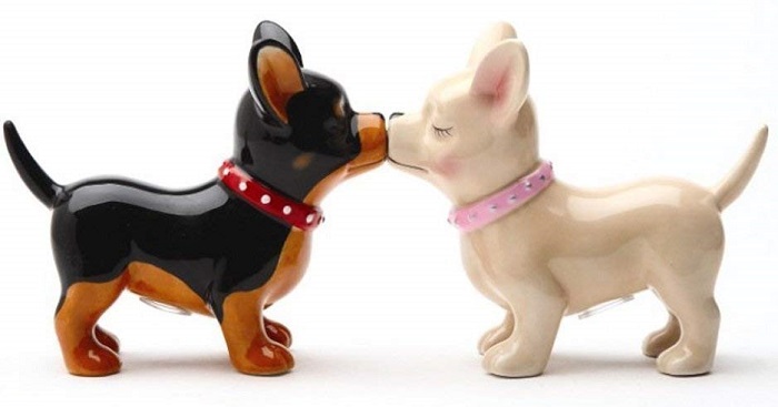 two Chihuahua salt and pepper shaker set