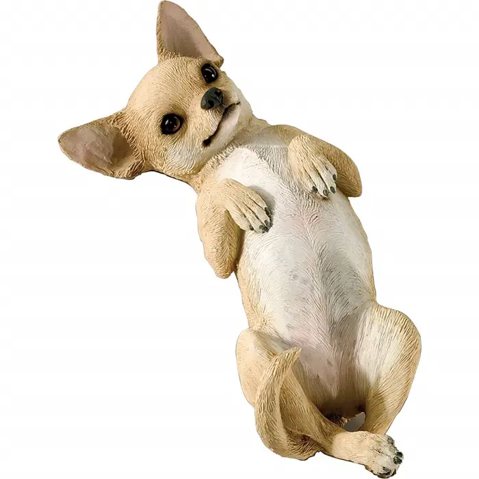 Lying back Chihuahua sculpture