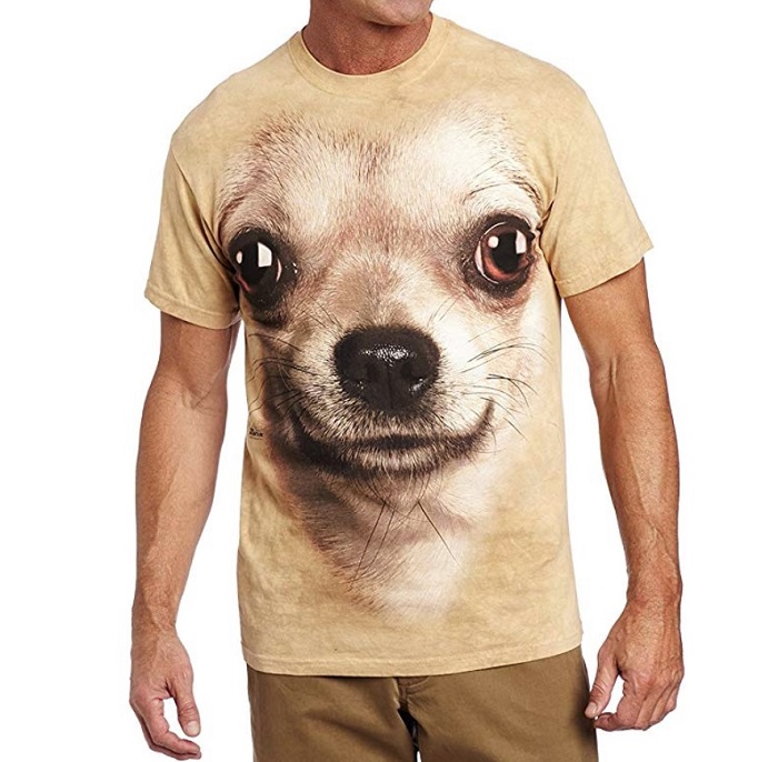 a t-shirt with the face of a Chihuahua