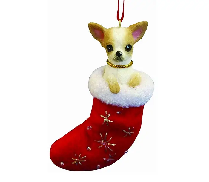 A Chihuahua stocking christmas tree ornament