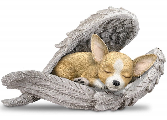 A Chihuahua wrapped In Angel Wings Figurine