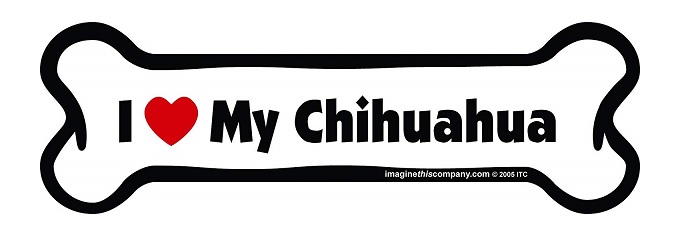 A bone shaped car magnet with - I love my Chihuahua