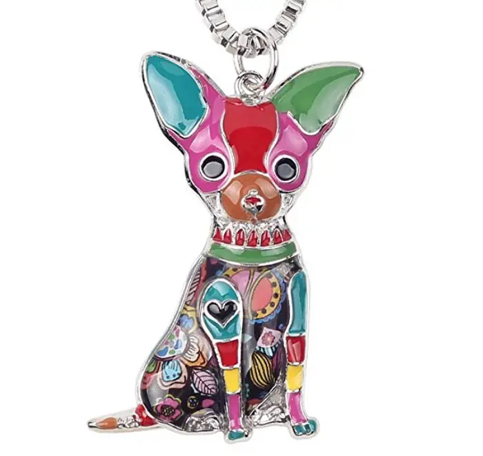 A colorful Chihuahua pendant
