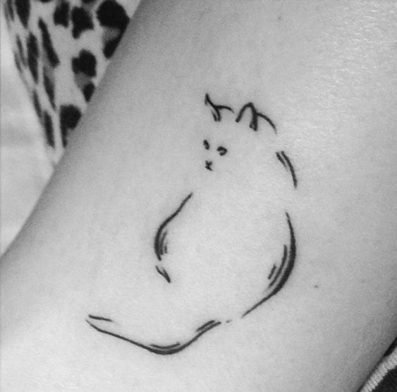 outline of a cat tattoo