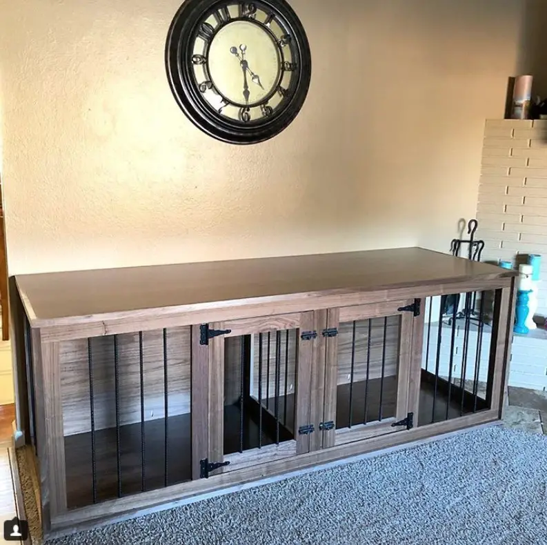 two doors wooden furniture dog crate