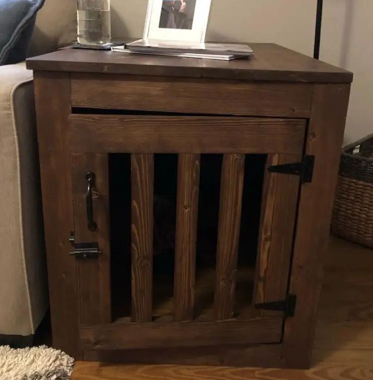wooden side table dog crate