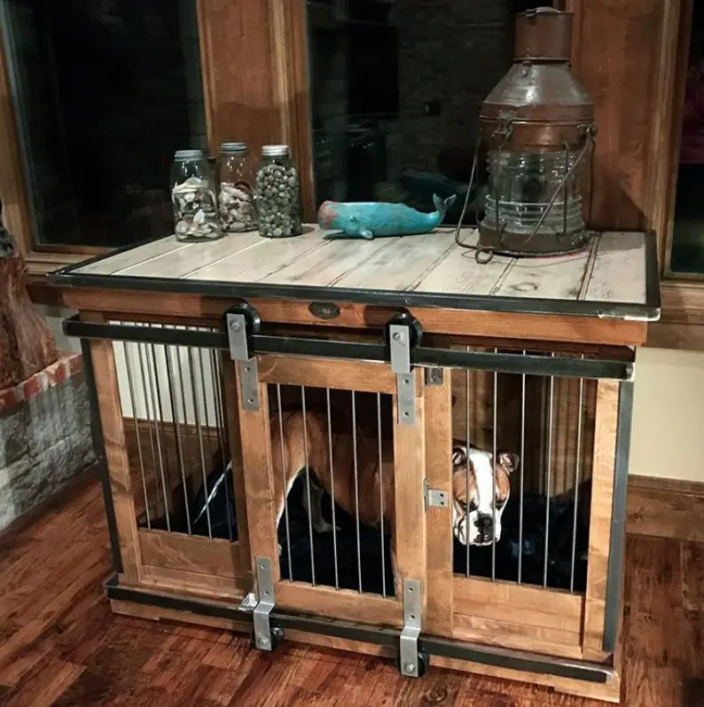 wooden decorative dog crate indoors