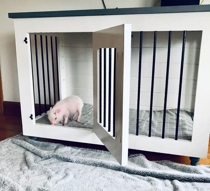 white wooden decorative dog crate
