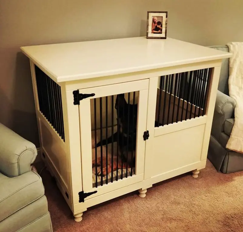 wooden white furniture dog crate