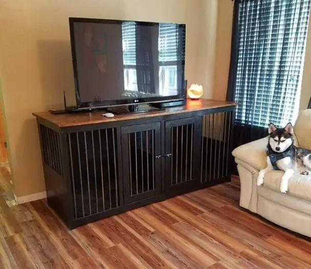 wooden dog crate as tv stand furniture