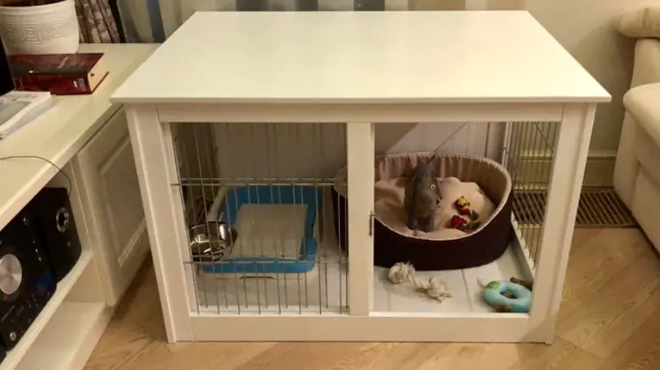 wooden white dog crate furniture