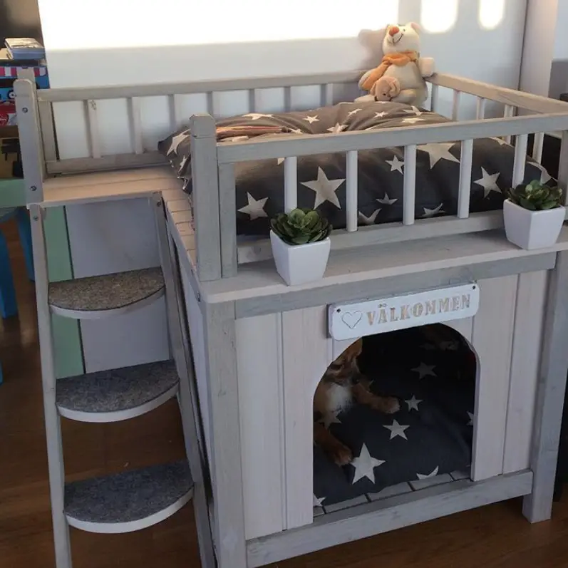 A modern gray dog house