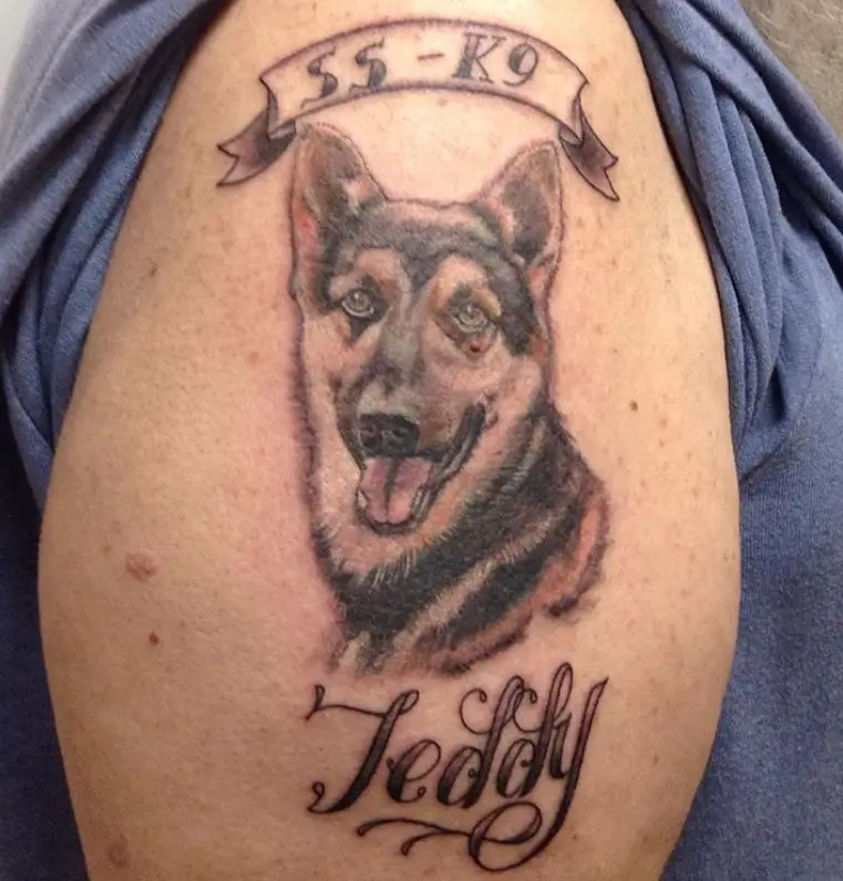 k9 dog with name tattoo