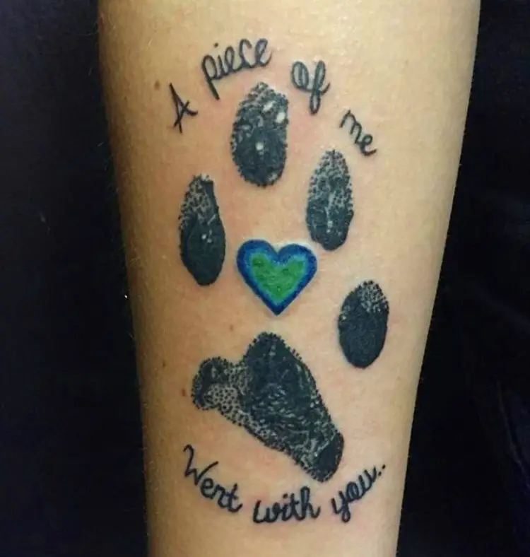 paw prints with heart in the middle and a quote 