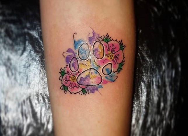 Swirly flower and paw print  TwoTone Tattoo Company  Facebook