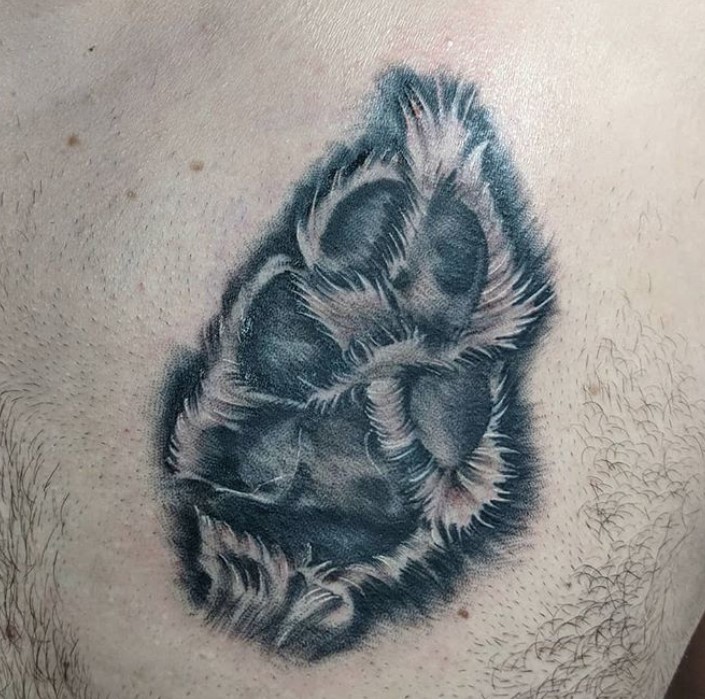 3D paw print tattoo