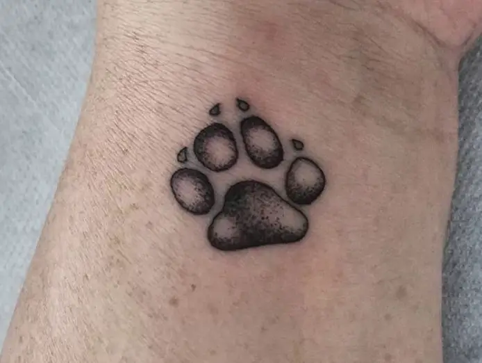 small paw print tattoo on the wrist