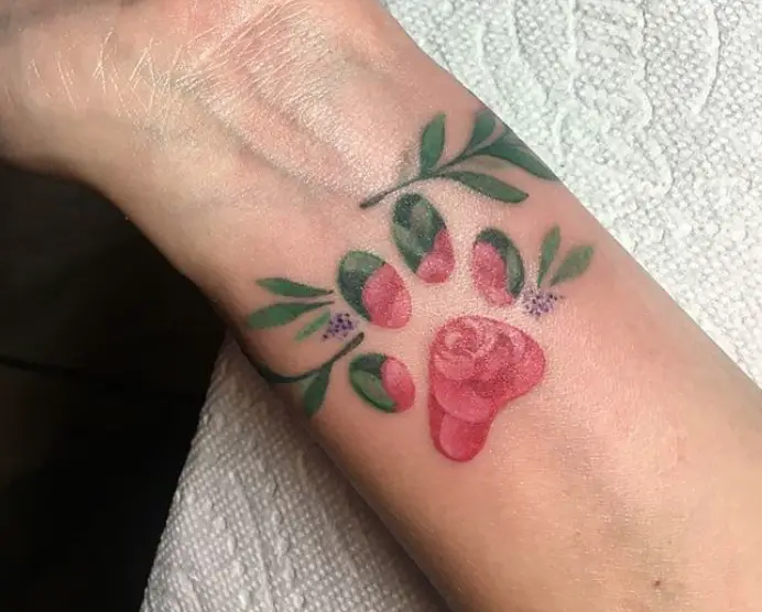 Rose paw print on wrist
