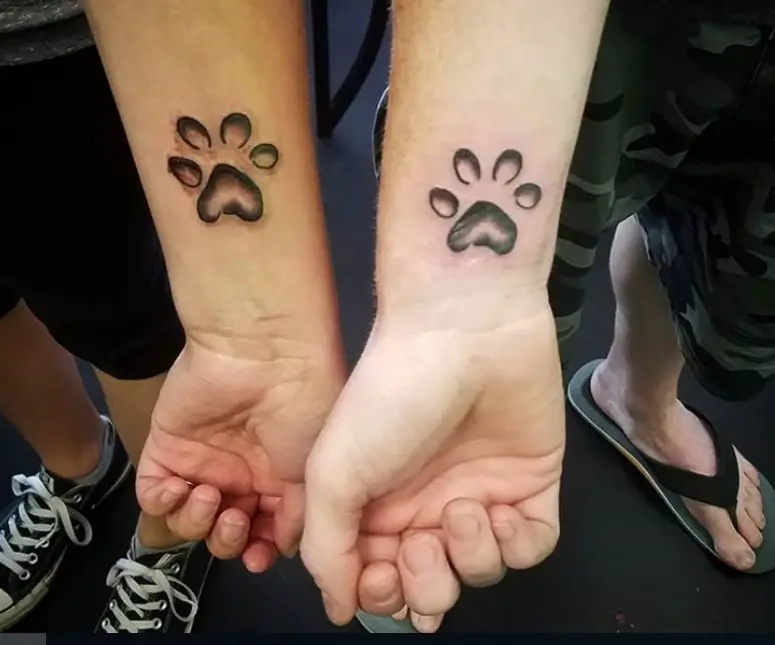 Couple or BFF paw print tattoo