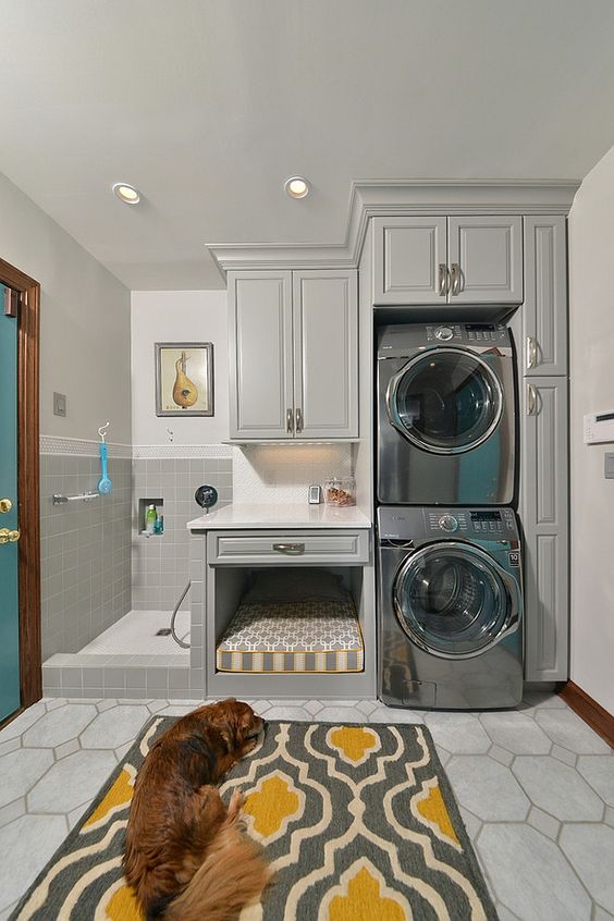 mini dog room in the laundry area