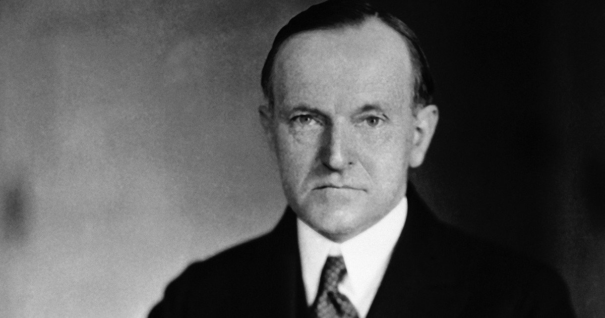 black and white photo of Calvin Coolidge