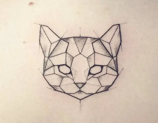face of a Geometric Cat Tattoo