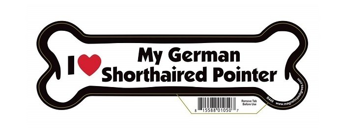 A bone shaped magnet with words- I love my German Shorthaired Pointer