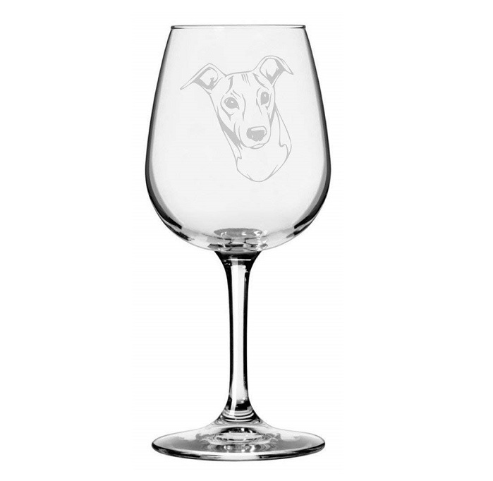 A Greyhound etched wine glass