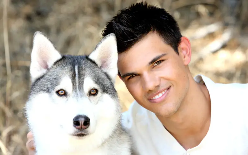 Taylor Lautner and his Siberian Husky