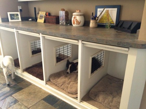 indoor dog kennel idea, also a long table