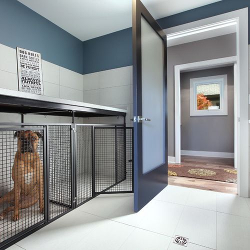 indoor dog kennel ideas with a dog inside
