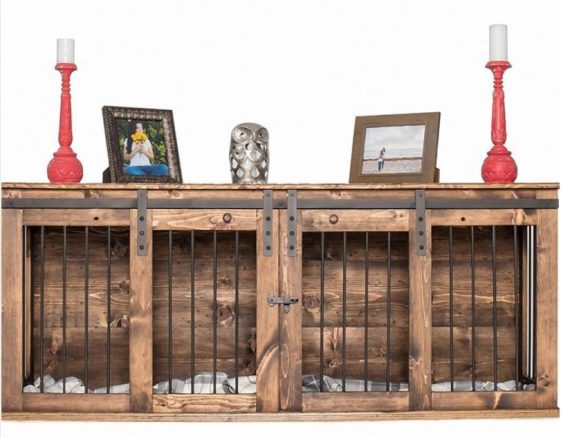 indoor dog kennel idea with things on top for display