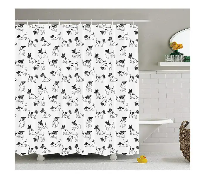 Shower Curtain with a Jack Russell Terrier pattern