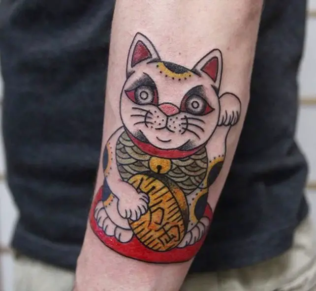 A Lucky Cat Tattoo on the arm