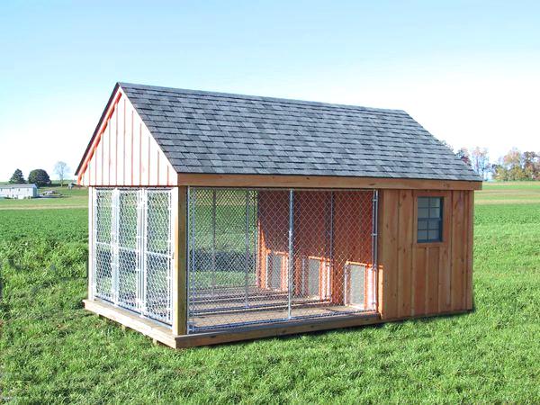 medium sized dog kennel house outdoors