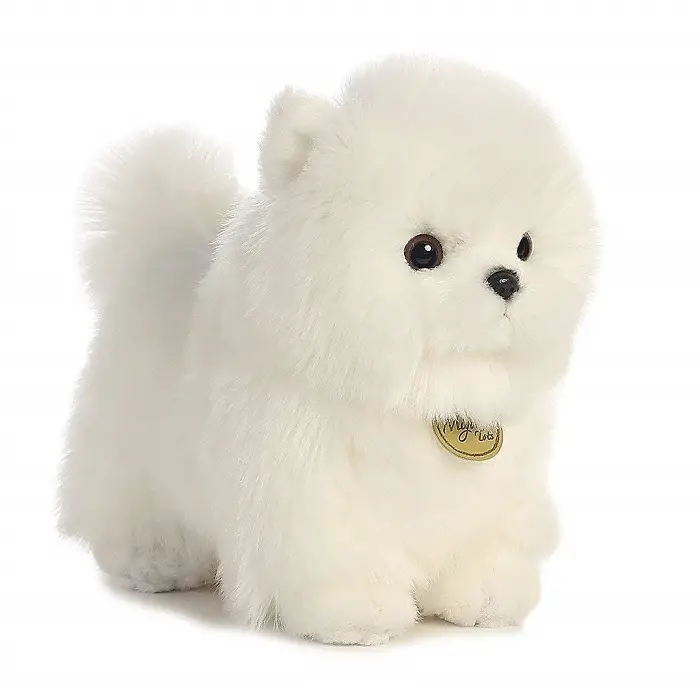 adorable white Pomeranian plush toy