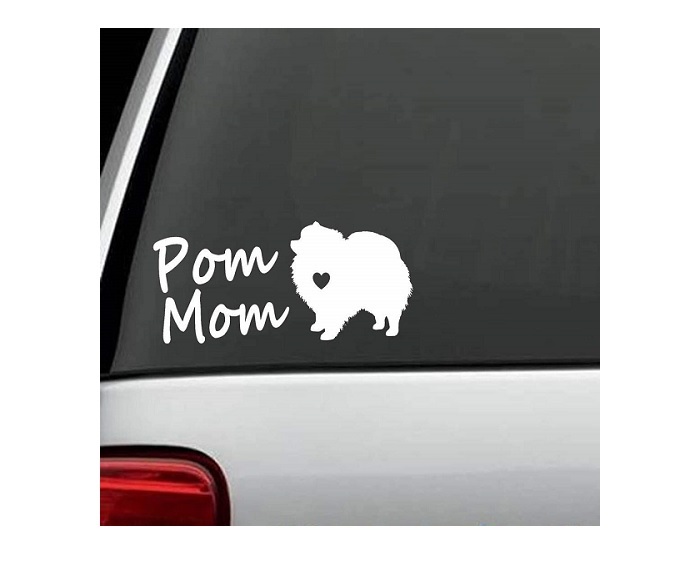 glass of a car with -Pom Mom and Pomeranian character white Decal Sticker