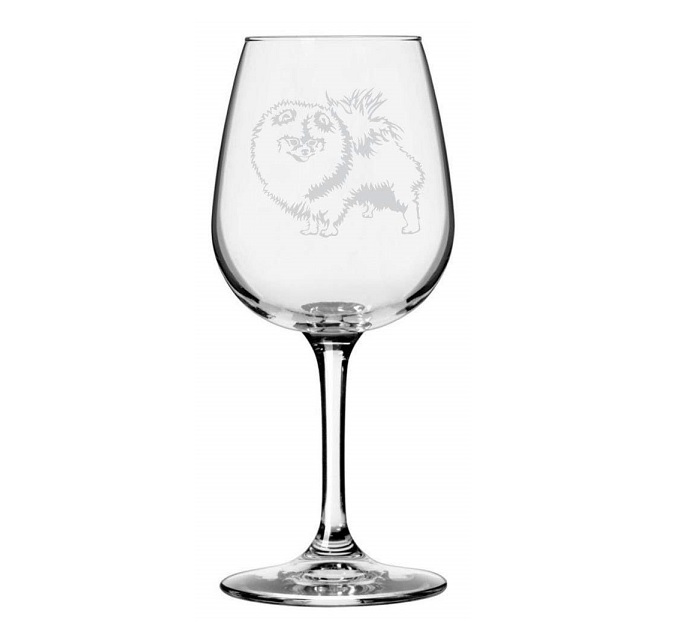 Etched glass with a Pomeranian print