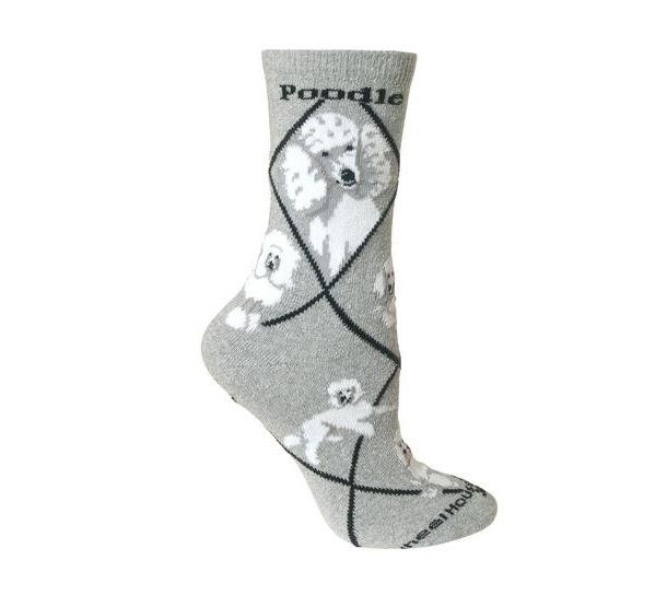 Woman's gray Socks designed with Poodle