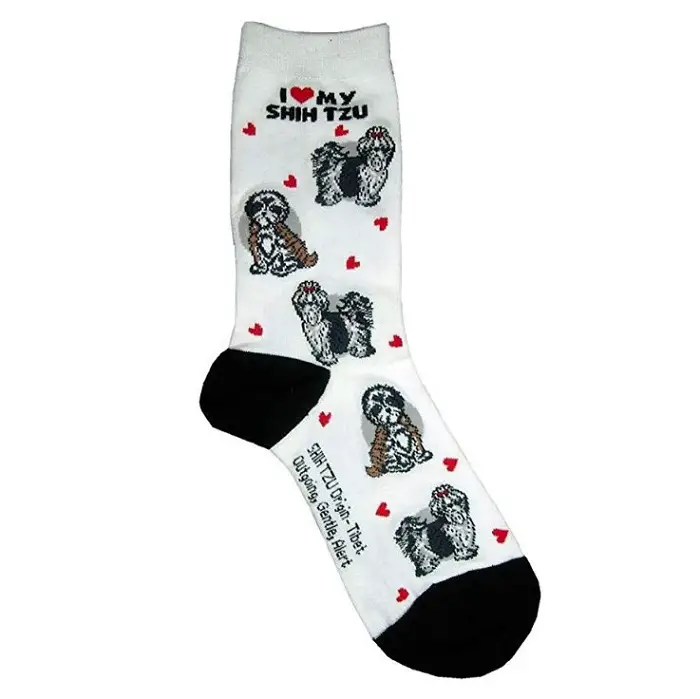 A women socks with Shih Tzu pattern