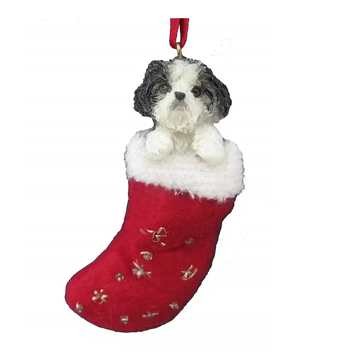 A Shih Tzu in a sock christmas ornament