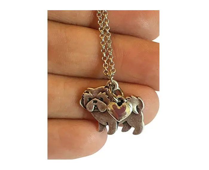 a necklace with a Shih Tzu pendant