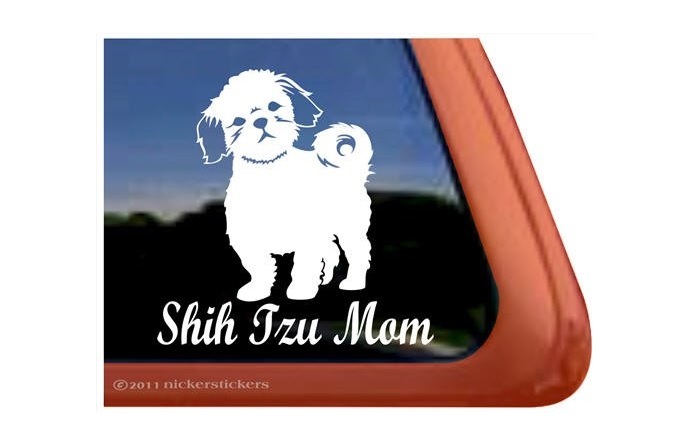 A Shih Tzu decal sticker with words - Shih Tzu mom