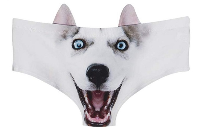 Woman's 3D Husky Print Printed brief with ears