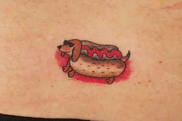 hot dog dahcshund tattoo