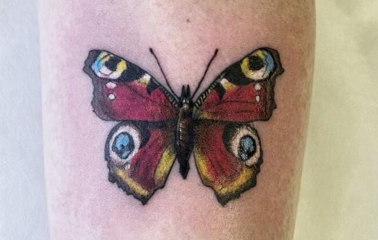 Peacock design butterfly tattoo