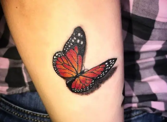 Red 3D butterfly tattoo